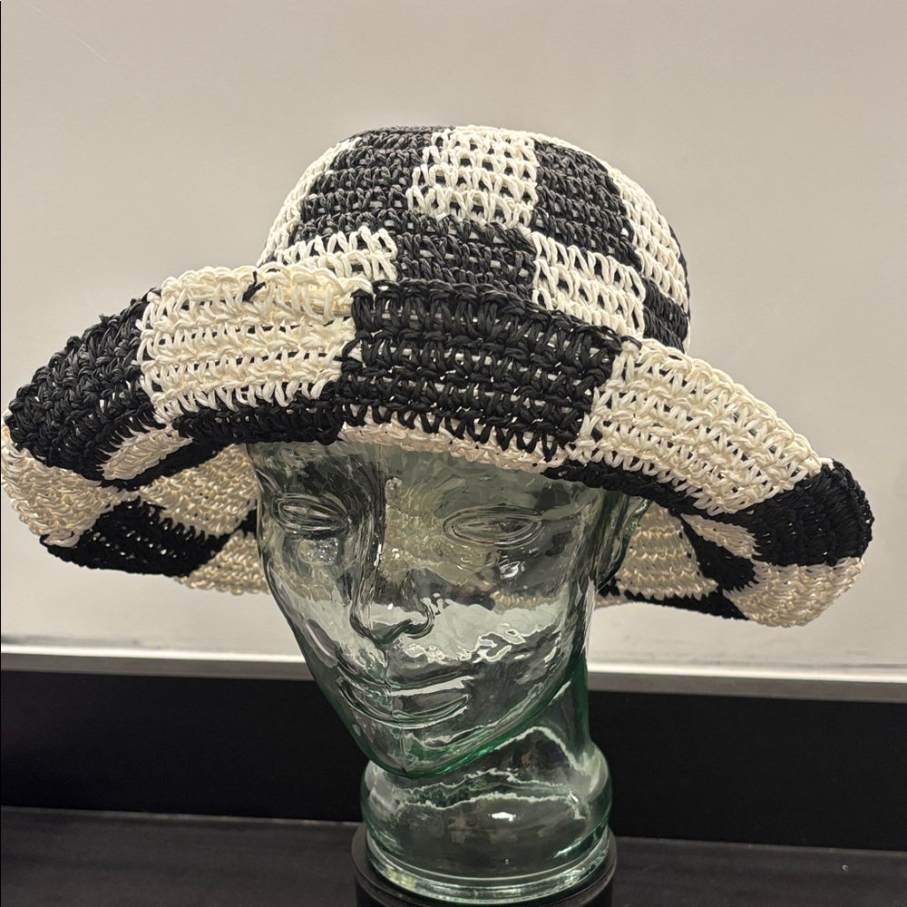 Black and White Checkered Women's Hat